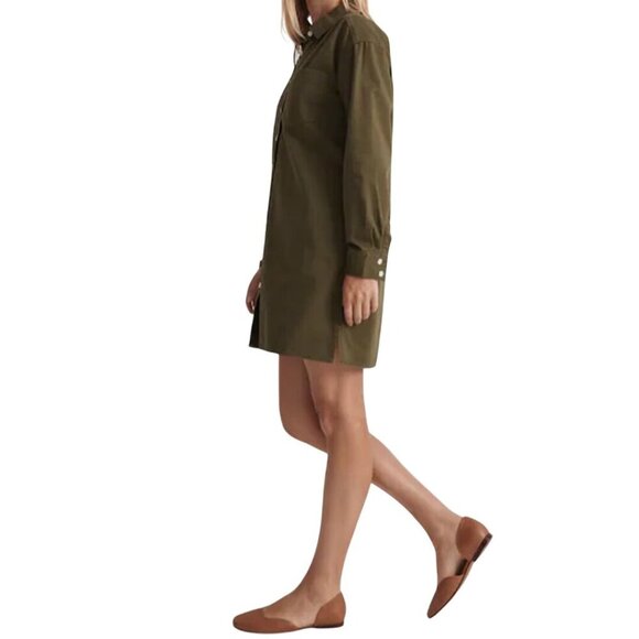 Madewell NWOT Mini Shirt Dress In Loden 2023 Pockets Size M - Picture 4 of 11